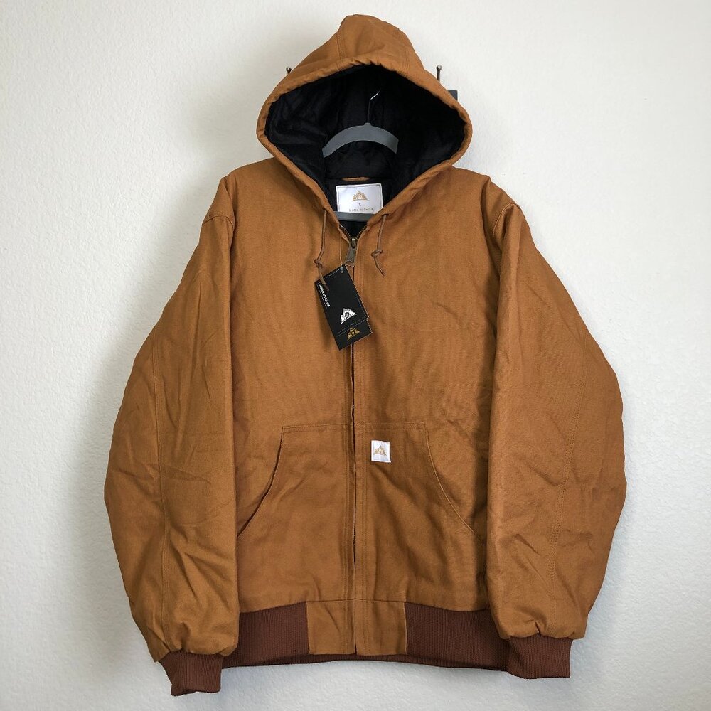 Urban Outdoor NWT Khaki Canvas Quilted Lined Full Zip Jacket Men's L Workwear
